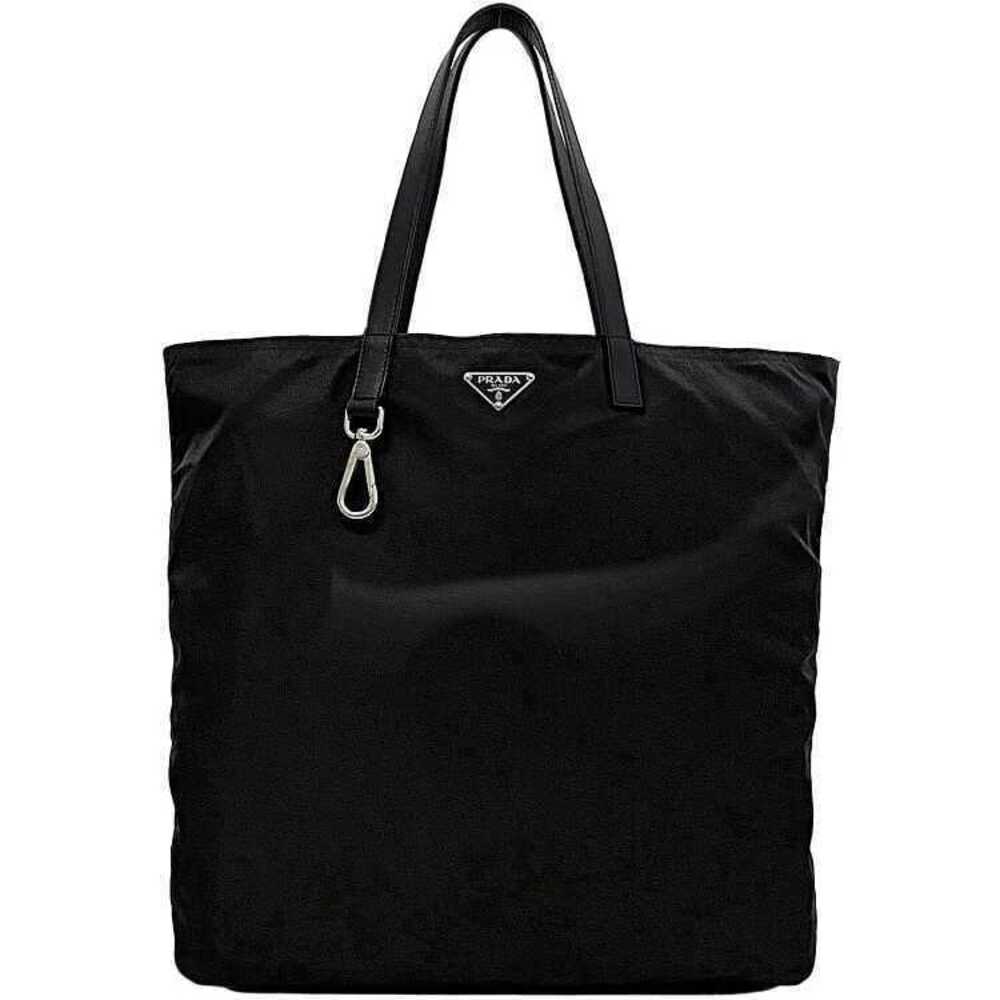 Prada Tote Bag Black Nero Black Tessuto Document Triangle Plate Business